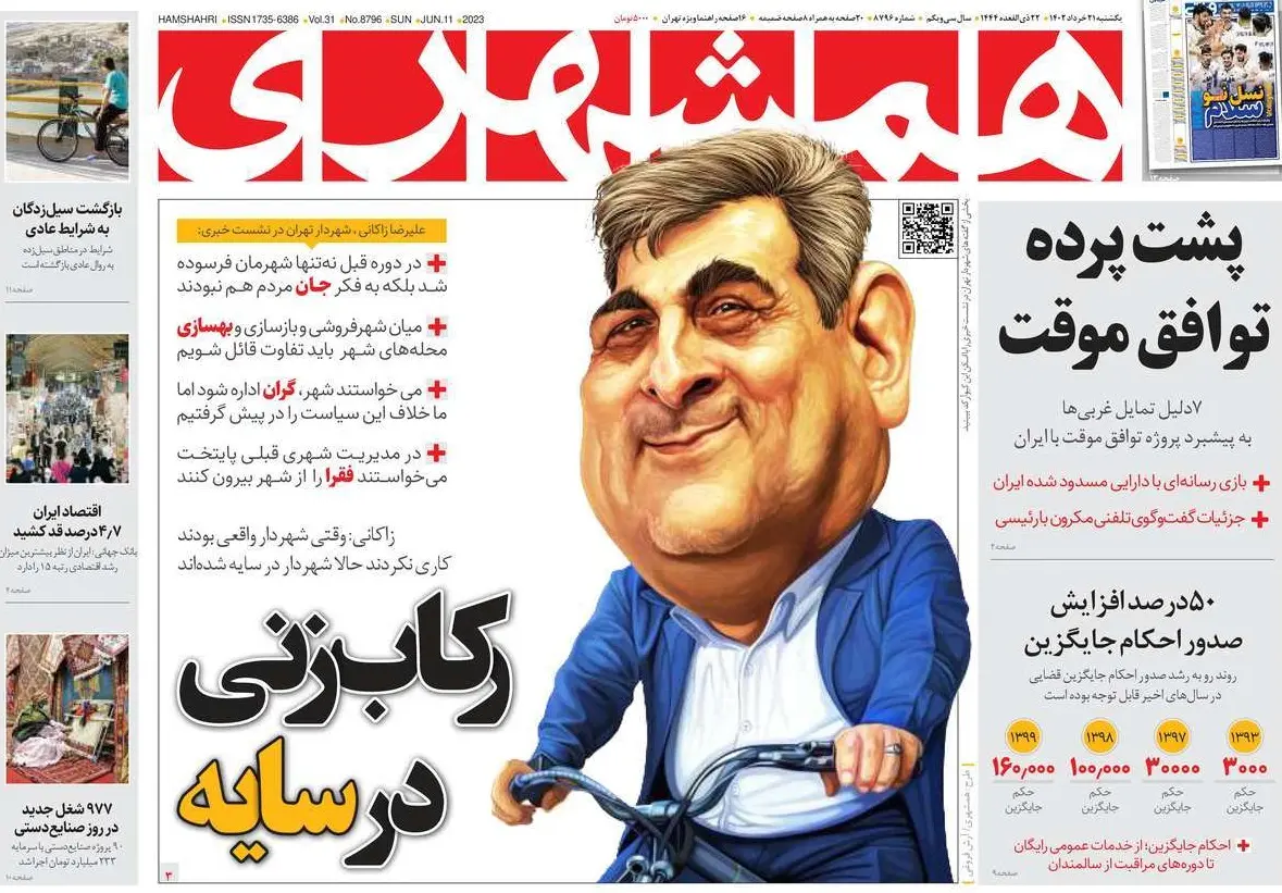 توهین به شهردار سابق تهران در روزنامه زاکانی 