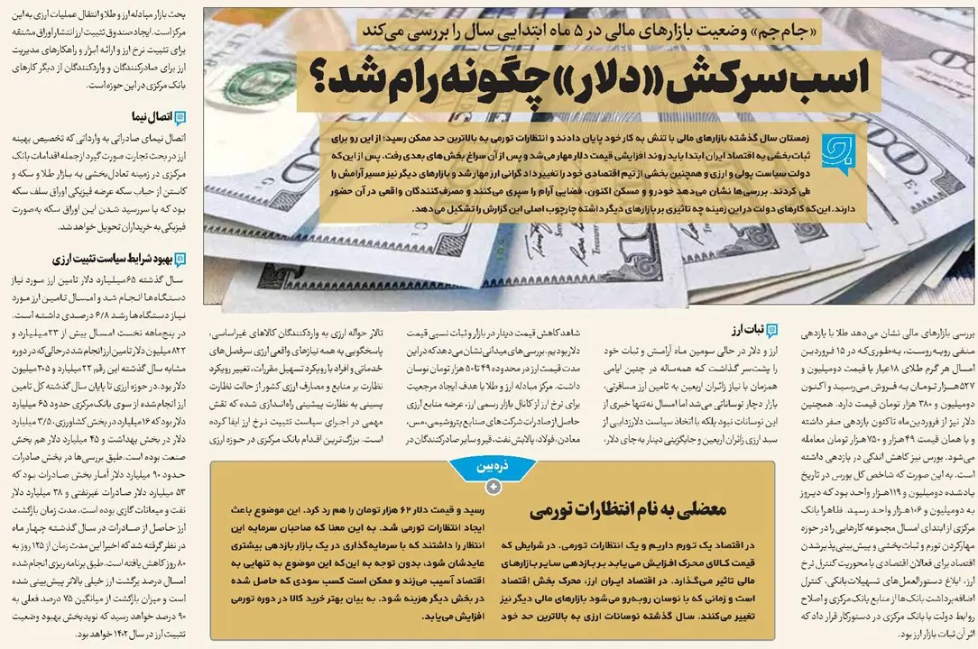 مهار قیمت دلار در روزنامه صداوسیما