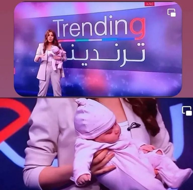 خانم مجری با نوزادش در پخش زنده حاضر شد