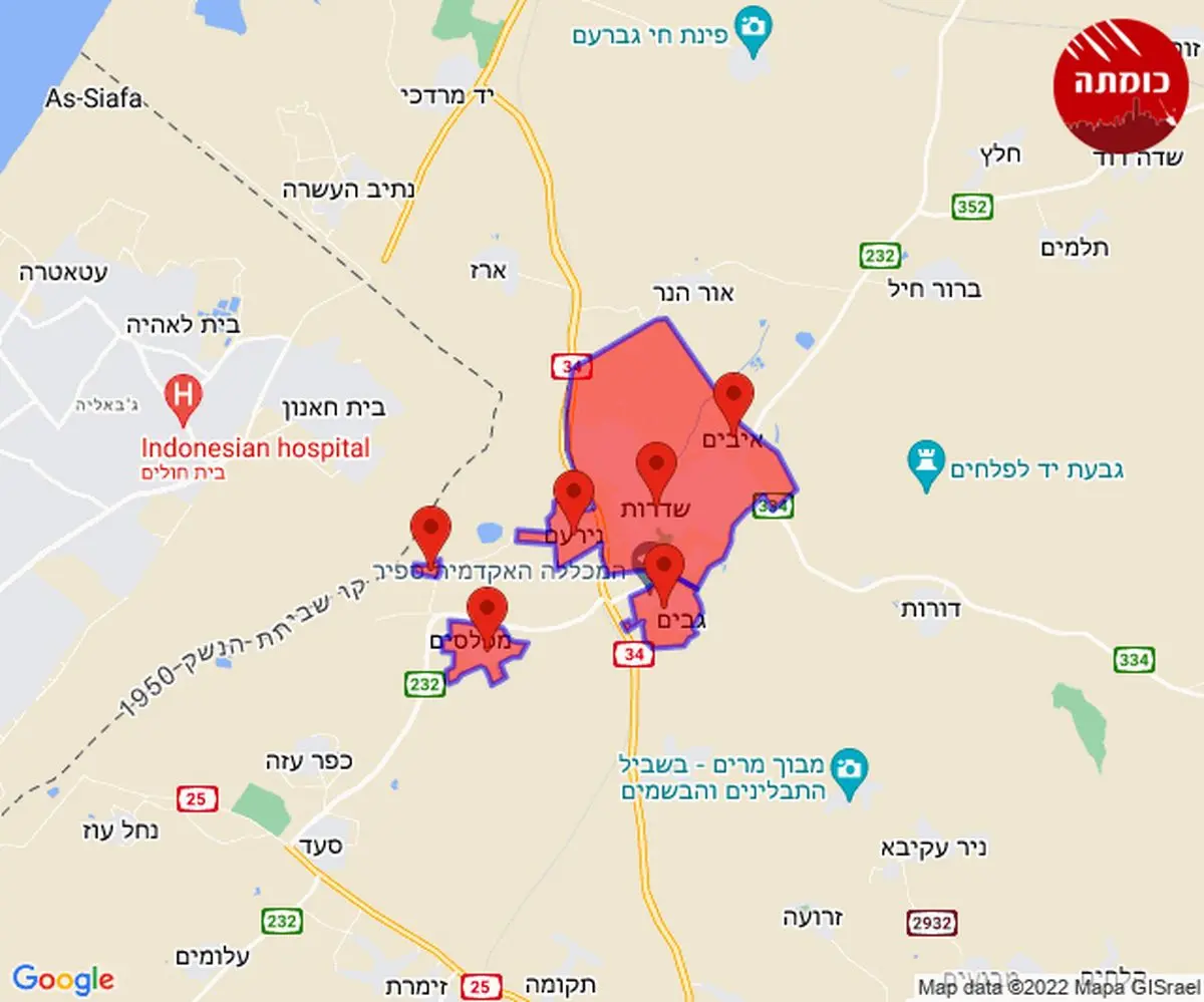 ارتش اسرائیل مناطق پرخطر را بعد از حملات مقاومت اعلام کرد+ نقشه