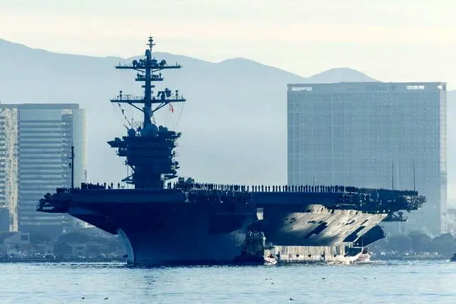 ببینید | ویدئویی از ناوهواپیمابر «یواس‌اس جرالد آرفورد» اعزام شده آمریکا برای حمایت از اسرائیل