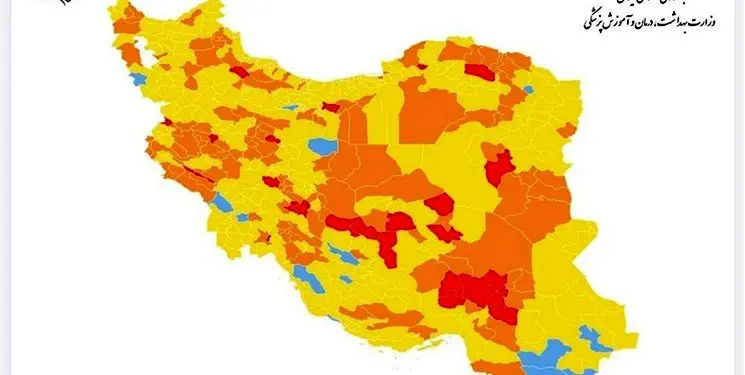ادامه کاهش تعداد شهرهای قرمز/ ۲۷۸ شهر در وضعیت زرد