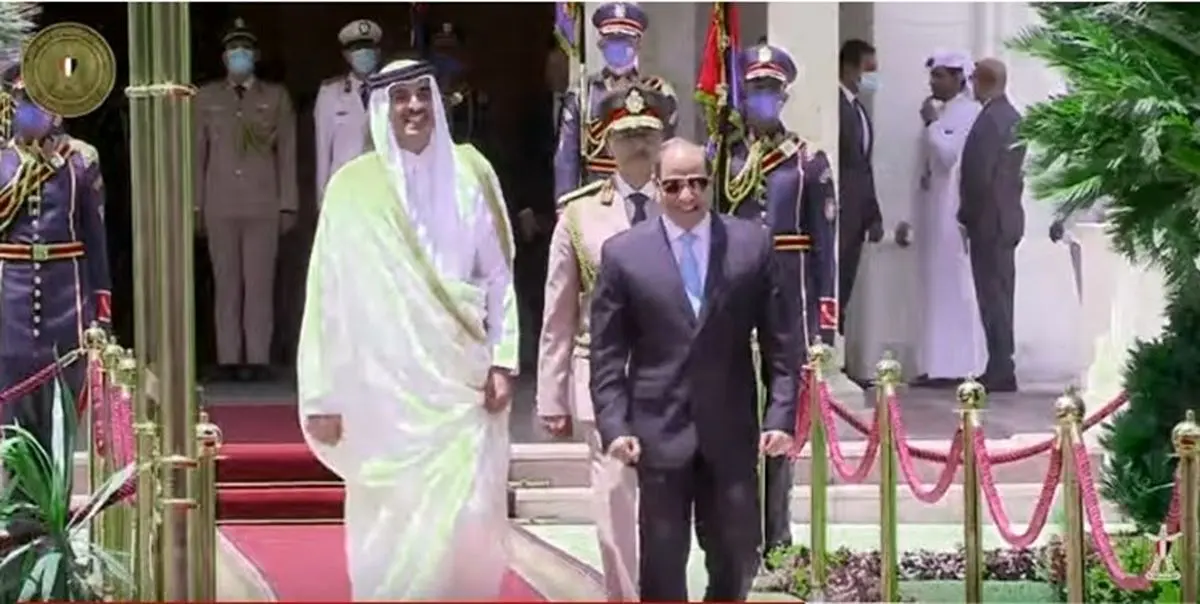 دیدار امیر قطر با السیسی در کاخ ریاست جمهوری مصر