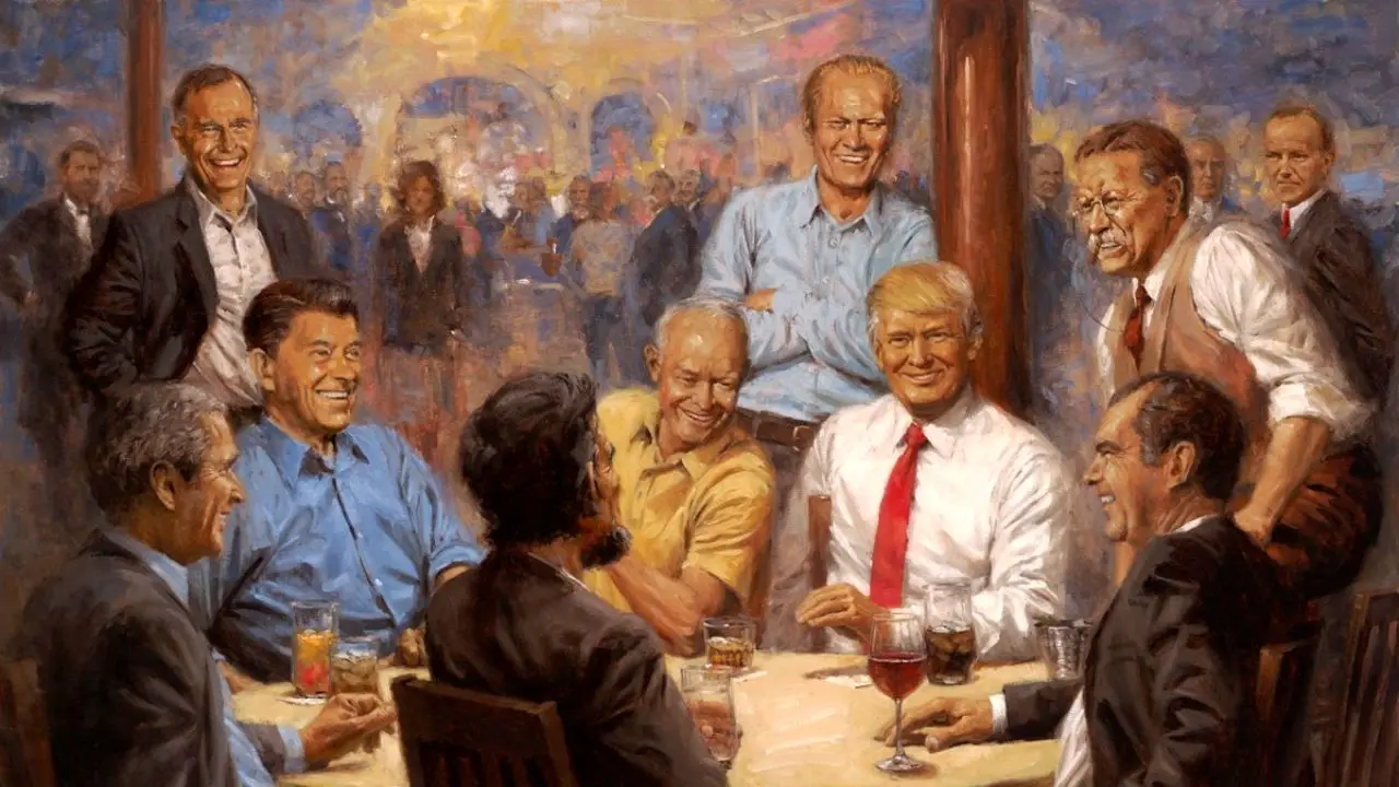 عکس| ترامپ دور میز با ریگان و لینکلن!