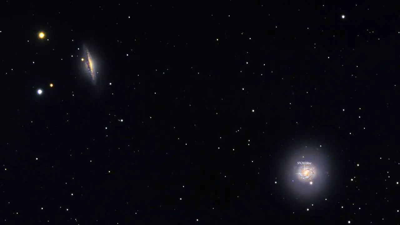 عکس روز ناسا، کهکشان مارپیچی و ابرنواختر