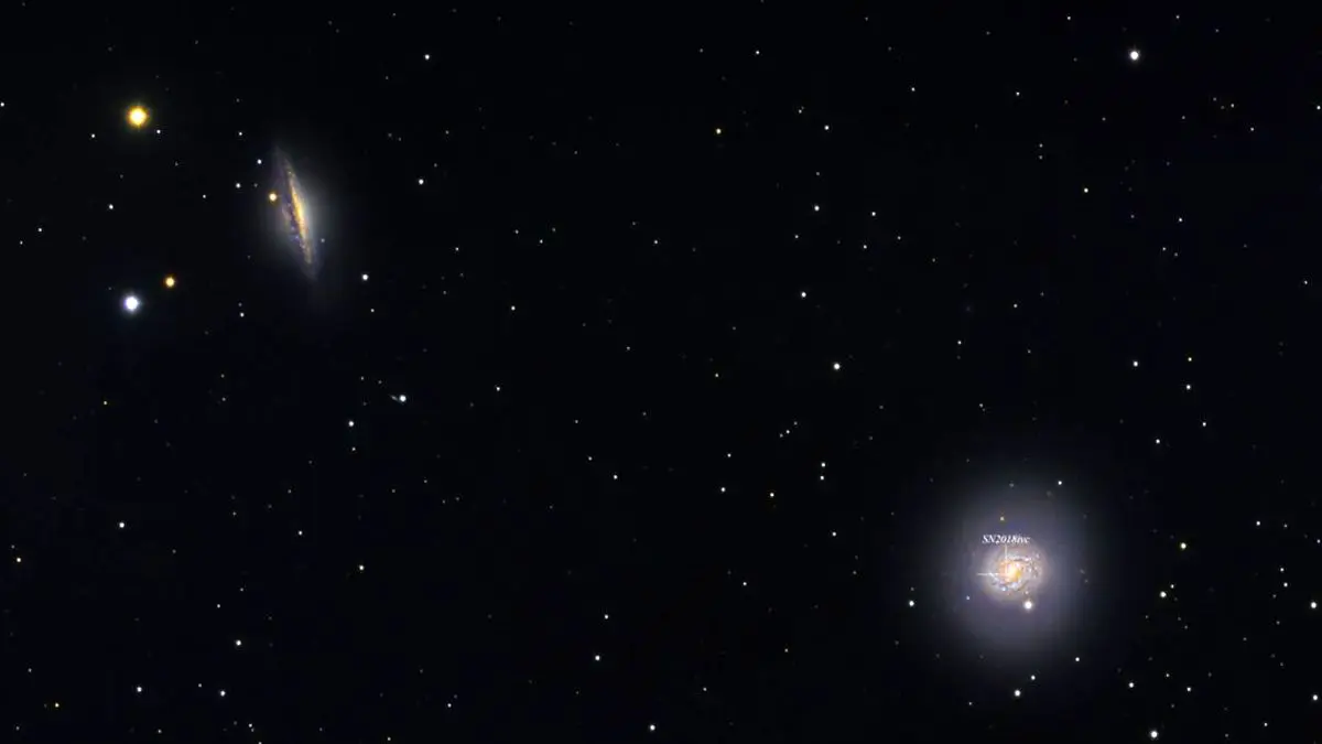 عکس روز ناسا، کهکشان مارپیچی و ابرنواختر