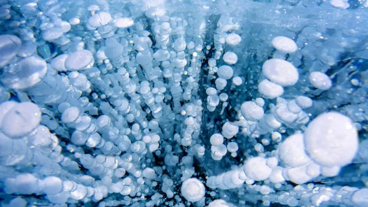 عکس روز ناسا، حباب‌های یخ‌زده در زیر آب