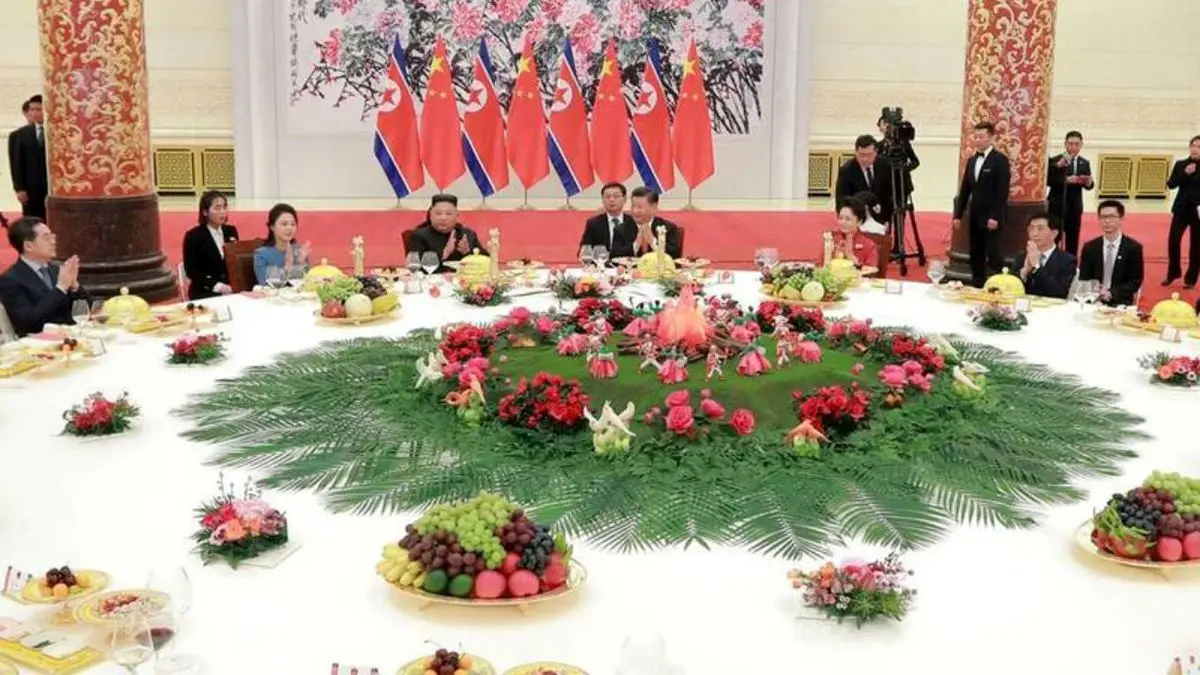 ناهار کاری «اون» و رئیس‌جمهور چین + عکس