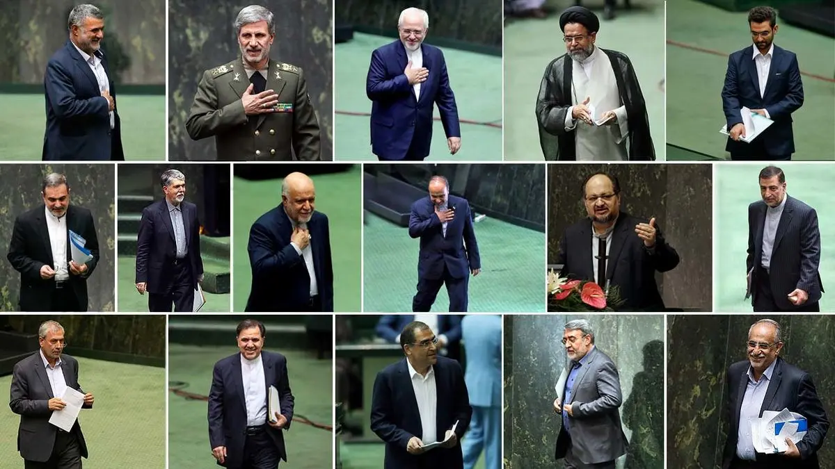 16 وزیر پیشنهادی روحانی به کابینه دوازدهم راه یافتند/بی طرف نتوانست رای اعتماد وزرا را کسب کند/ جهرمی وزیر شد/ ربیعی ابقا گردید/ بیشترین رای اعتماد از آن وزیر دفاع