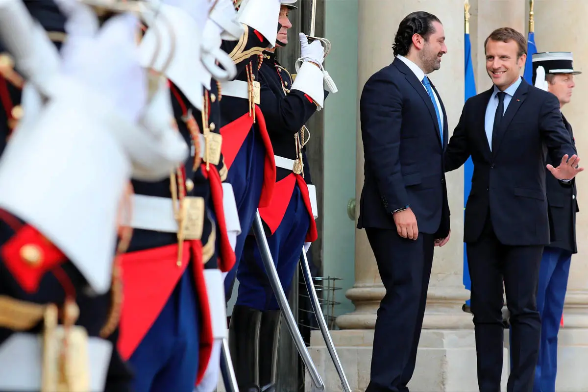 دیدار سعد حریری و رئیس‌جمهور فرانسه در کاخ الیزه