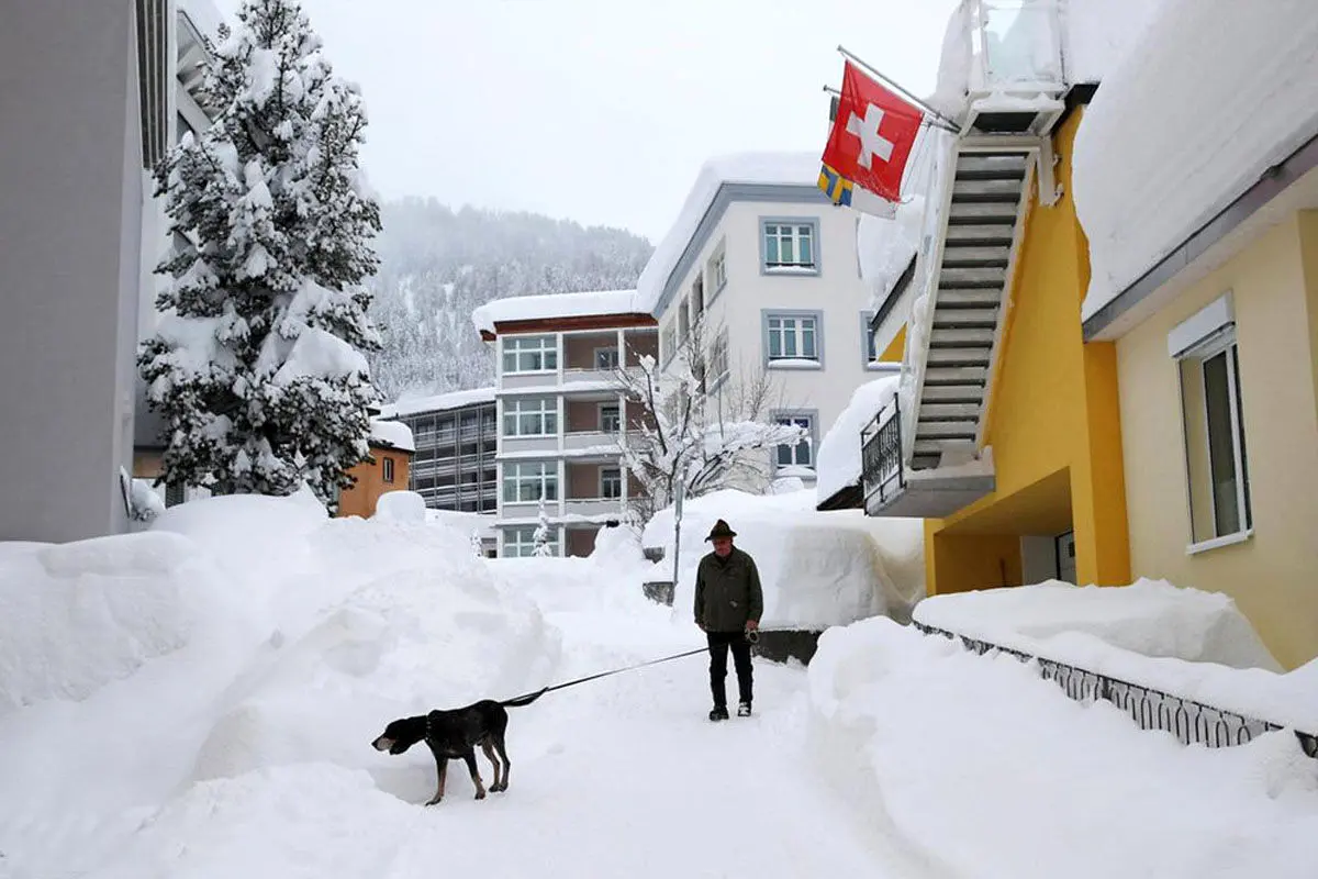 بارش سنگین برف در داووس سوئیس‎