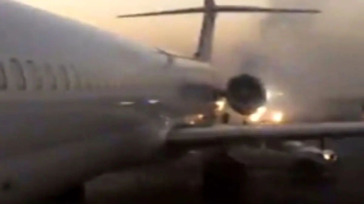 جزییات آتش سوزی موتور یک فروند هواپیما در فرودگاه اهواز