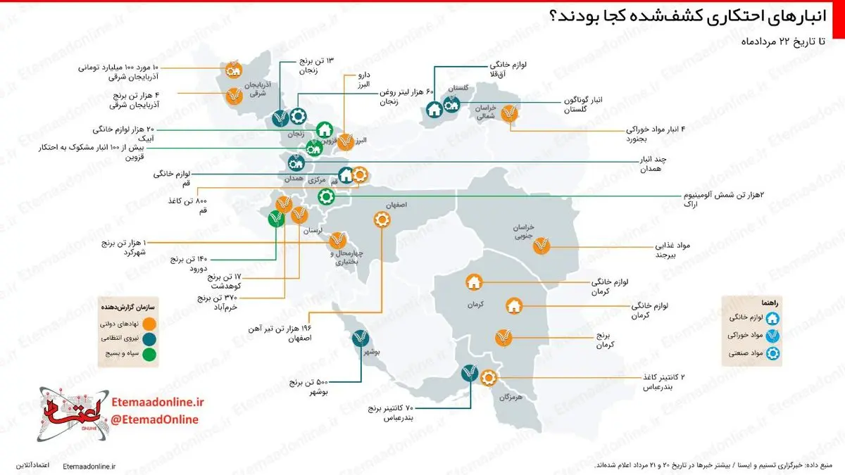 اینفوگرافیک| انبارهای احتکاری کشف‌شده کجا بودند؟