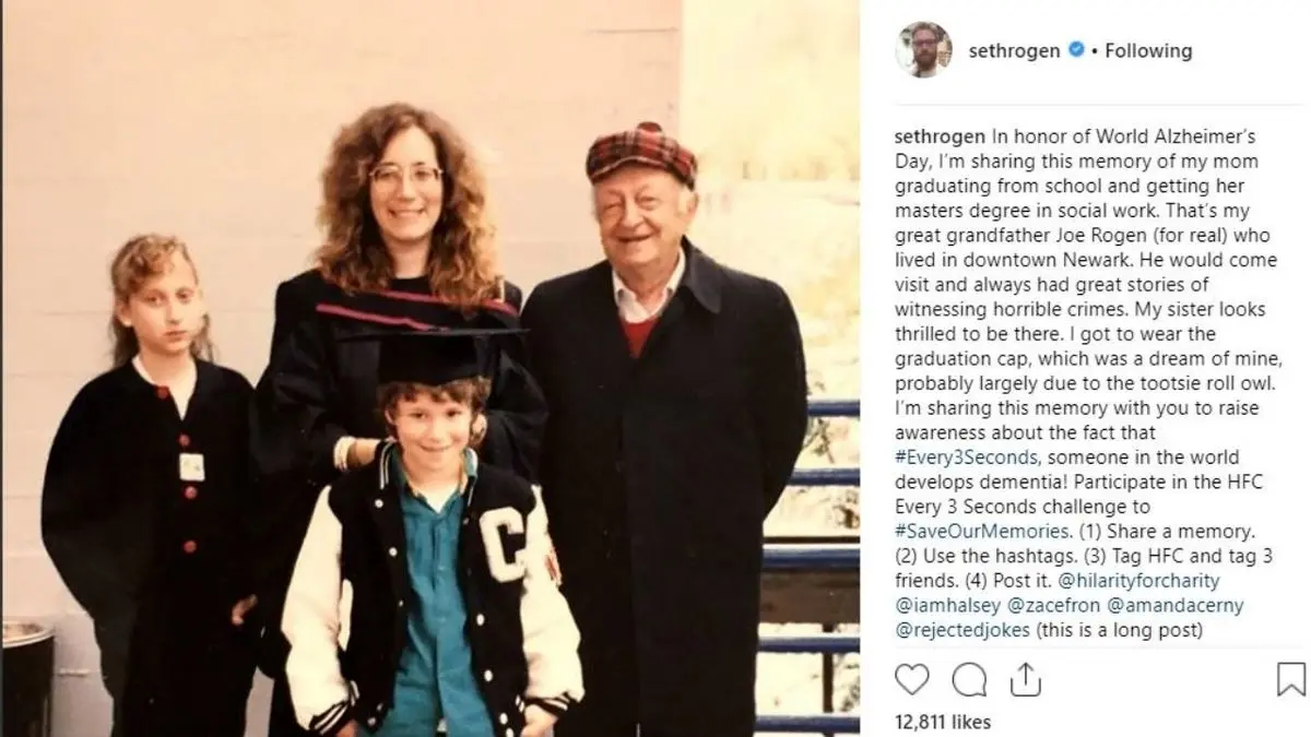 انتشار عکس خانوادگی قدیمی بازیگر سرشناس برای آگاهی‌رسانی درباره آلزایمر