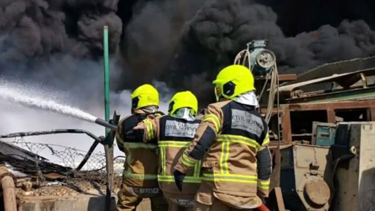 آتش سوزی در منطقه "جبل علی" در امارات