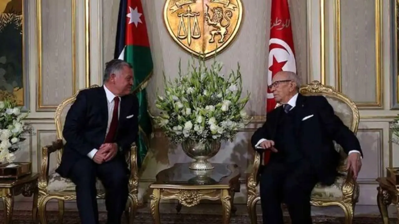 پادشاه اردن با رئیس‌جمهوری تونس دیدار کرد