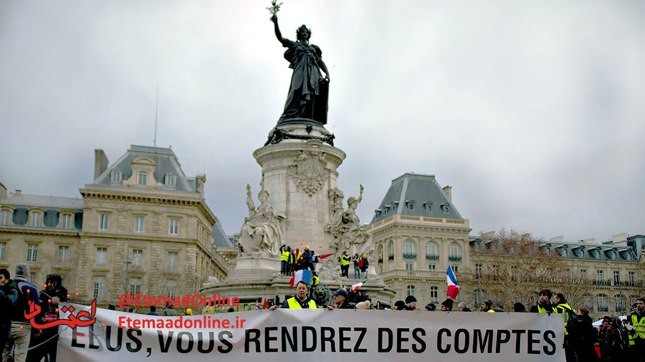 ادامه تظاهرات «جلیقه‌زردها» در فرانسه