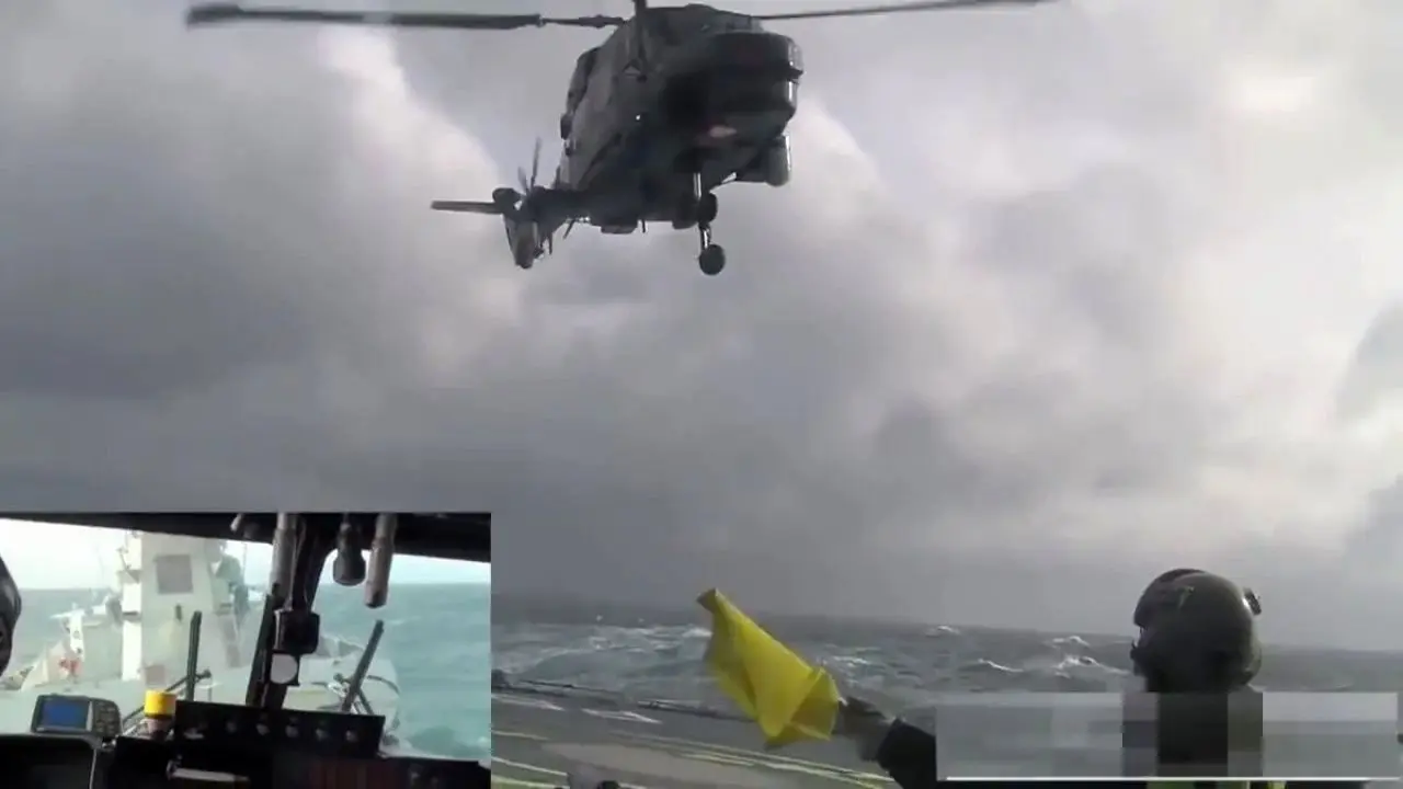 فرود حرفه‌ای هلیکوپتر در طوفان + ویدئو