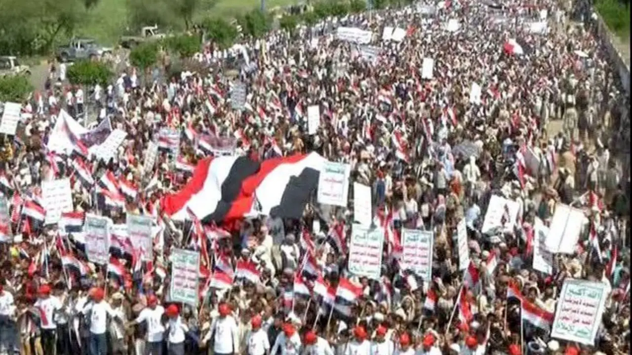 تظاهرات یمنی‌ها در چهارمین سالگرد جنگ