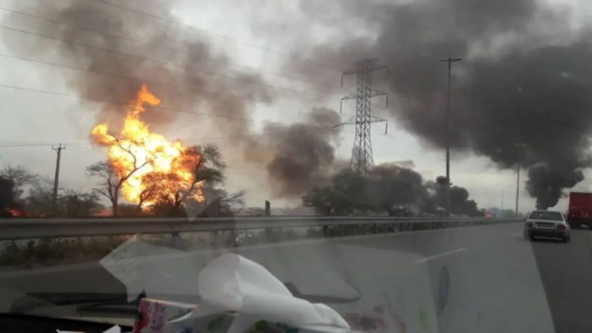 انفجار لوله‌های گاز در آزادراه اهواز به ماهشهر