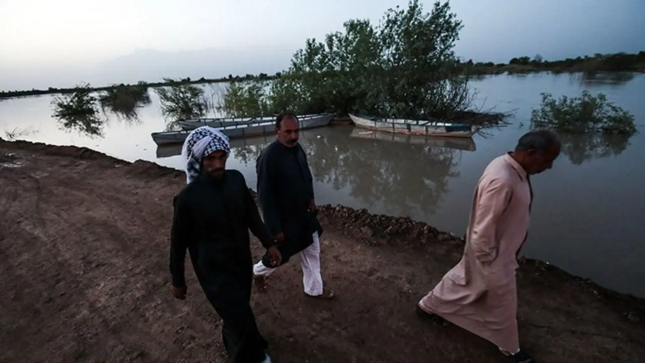آب به نزدیکی خانه‌های روستای خزعلیه سوسنگرد رسید + ویدئو