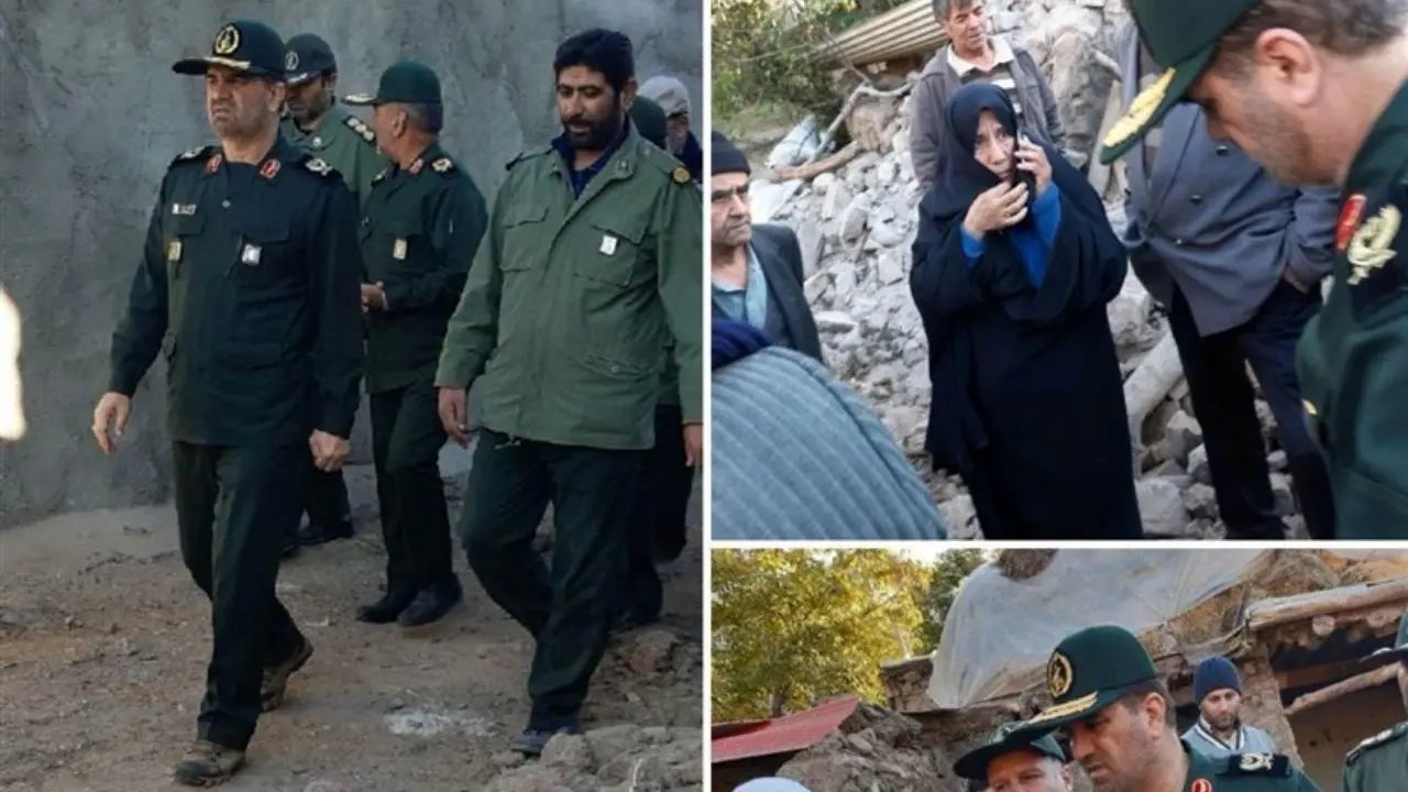 فرمانده سپاه عاشورا به مناطق زلزله‌زده رفت + ویدئو