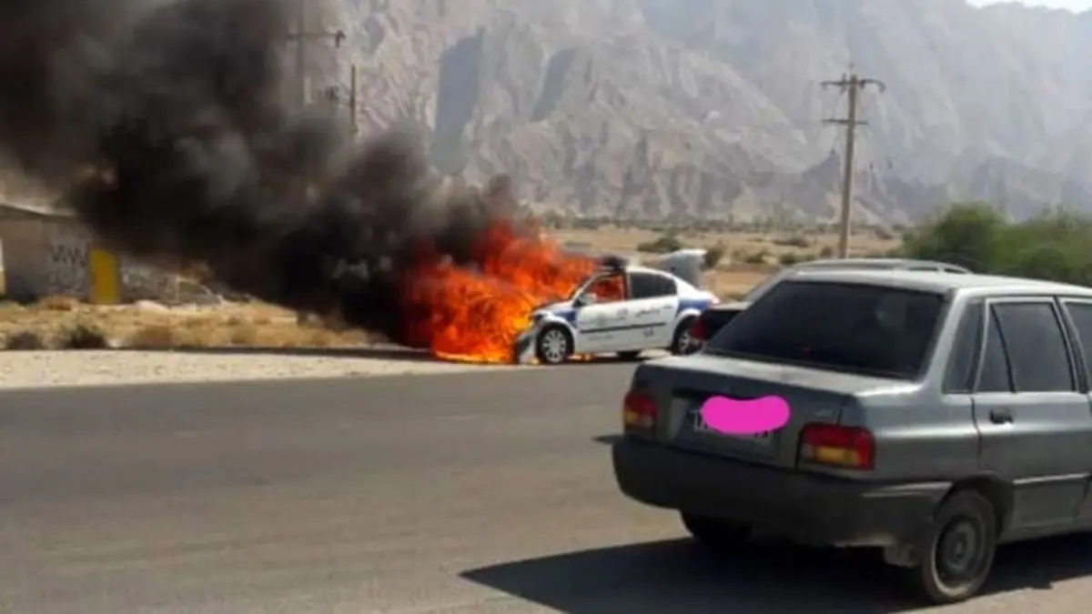 ماجرای آتش گرفتن خودروی پلیس در بوشهر چه بود