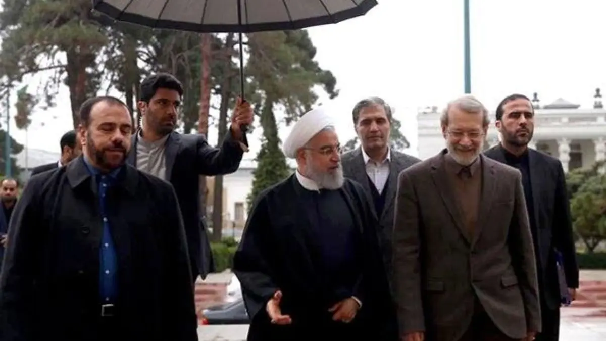 لاریجانی از روحانی در یک روز بارانی استقبال کرد