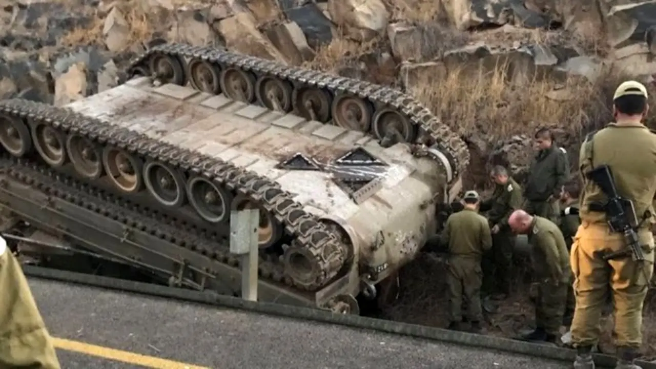 تانک رژیم‌صهیونیستی در نزدیکی مرز لبنان واژگون شد