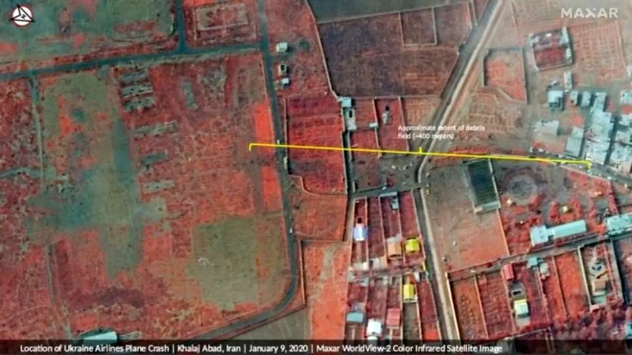 ماهواره‌های آمریکایی محل سقوط هواپیمای اوکراینی را رصد کردند + تصویر