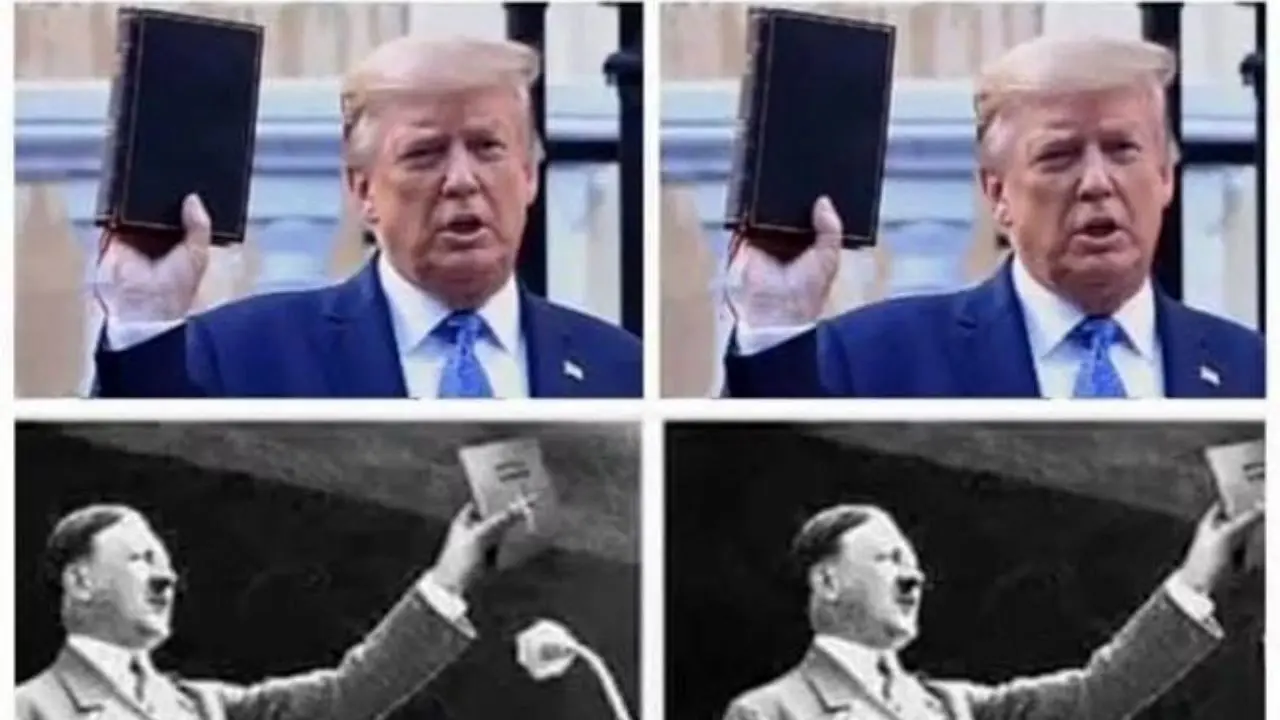 مقایسه ترامپ انجیل به دست با هیتلر کتاب به دست+عکس