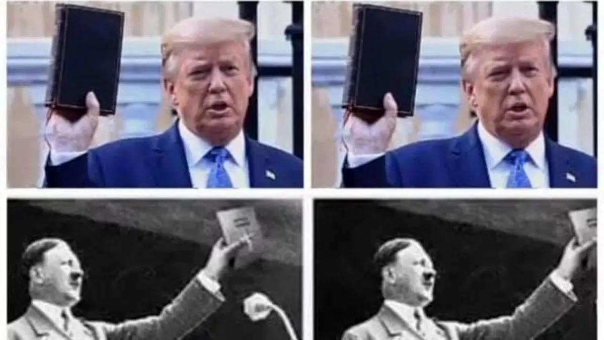 مقایسه ترامپ انجیل به دست با هیتلر کتاب به دست+عکس
