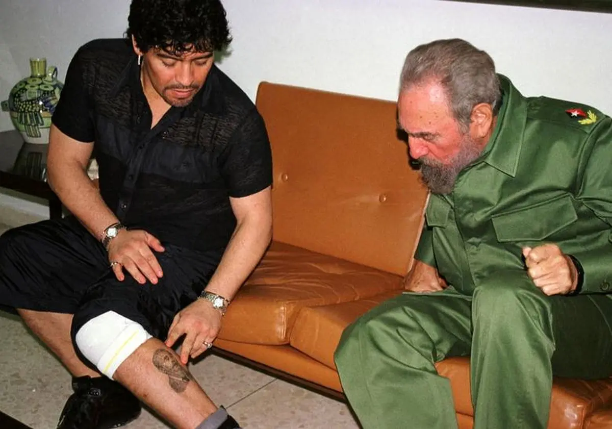 خالکوبی عکس فیدل و چه‌گوارا روی بدن مارادونا / +دیدارهای دیگو با سیاسیون جهان