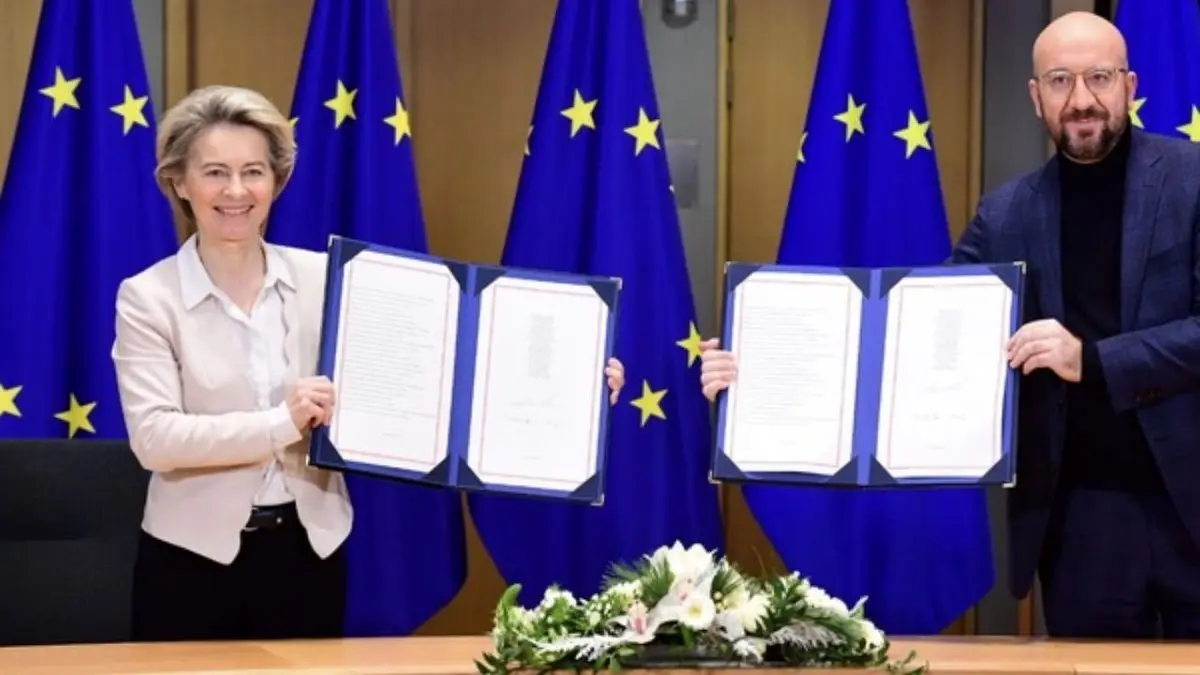 امضای توافق تجاری و همکاری بریتانیا و اتحادیه اروپا