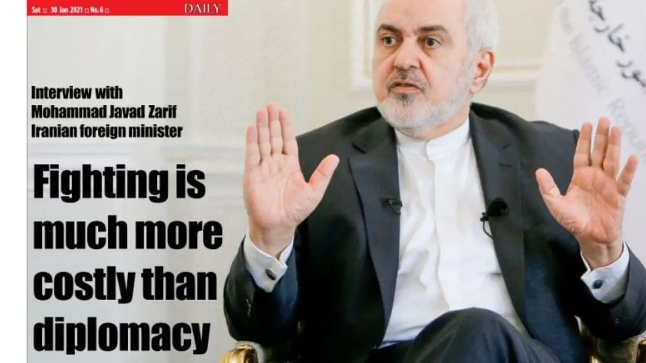 مصاحبه با محمدجواد ظریف در صفحه انگلیسی روزنامه اعتماد: هزینه جنگیدن از هزینه دیپلماسی بسیار بیشتر است+ عکس