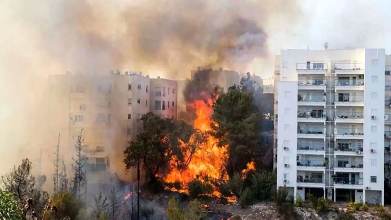 آتش‌سوزی گسترده در نزدیکی فرودگاه بن گوریون اسرائیل