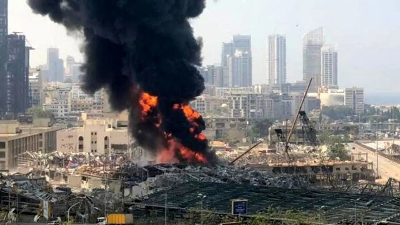 وقوع آتش‌سوزی در بندر بیروت