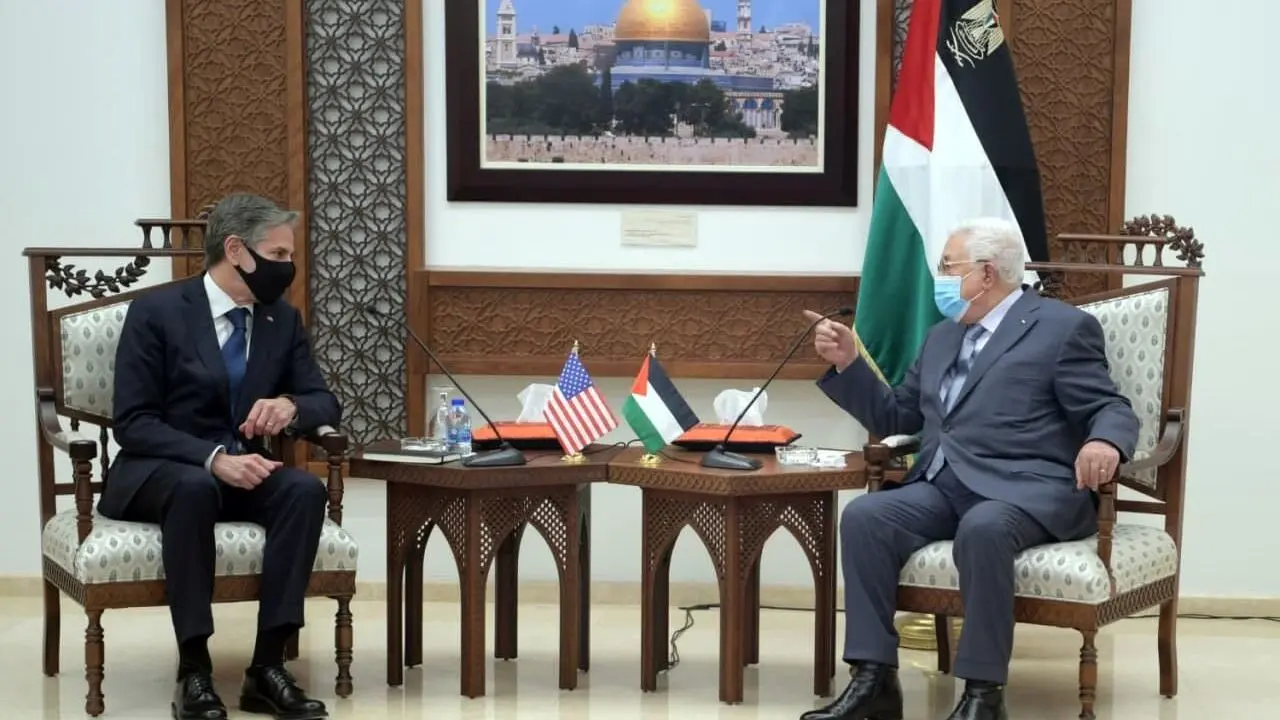 دیدار وزیر خارجه آمریکا با محمود عباس رئیس تشکیلات خودگردان فلسطین