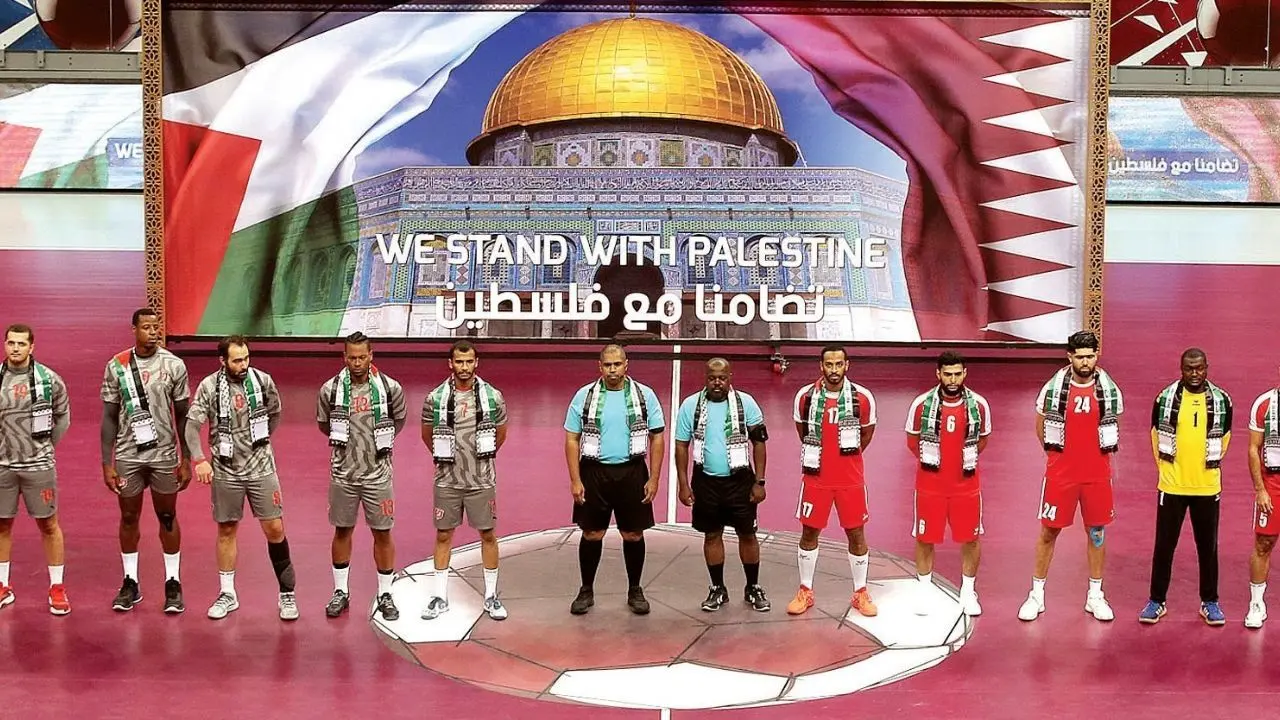 حمایت هندبالیست‌های قطری از ملت فلسطین + عکس