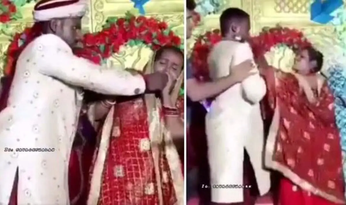 زوج هندی دعوای خود را از جشن عروسی آغاز کردند +  فیلم
