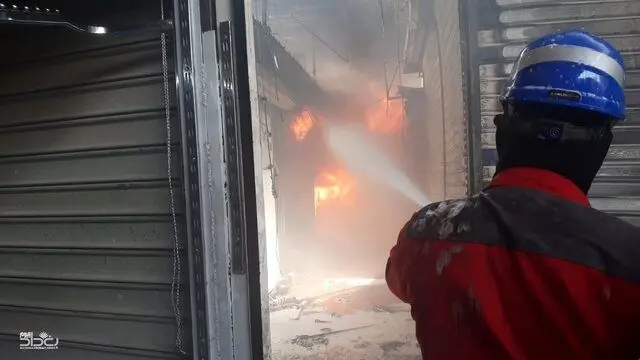 آتش‌سوزی گسترده در بازاری در جنوب بغداد
