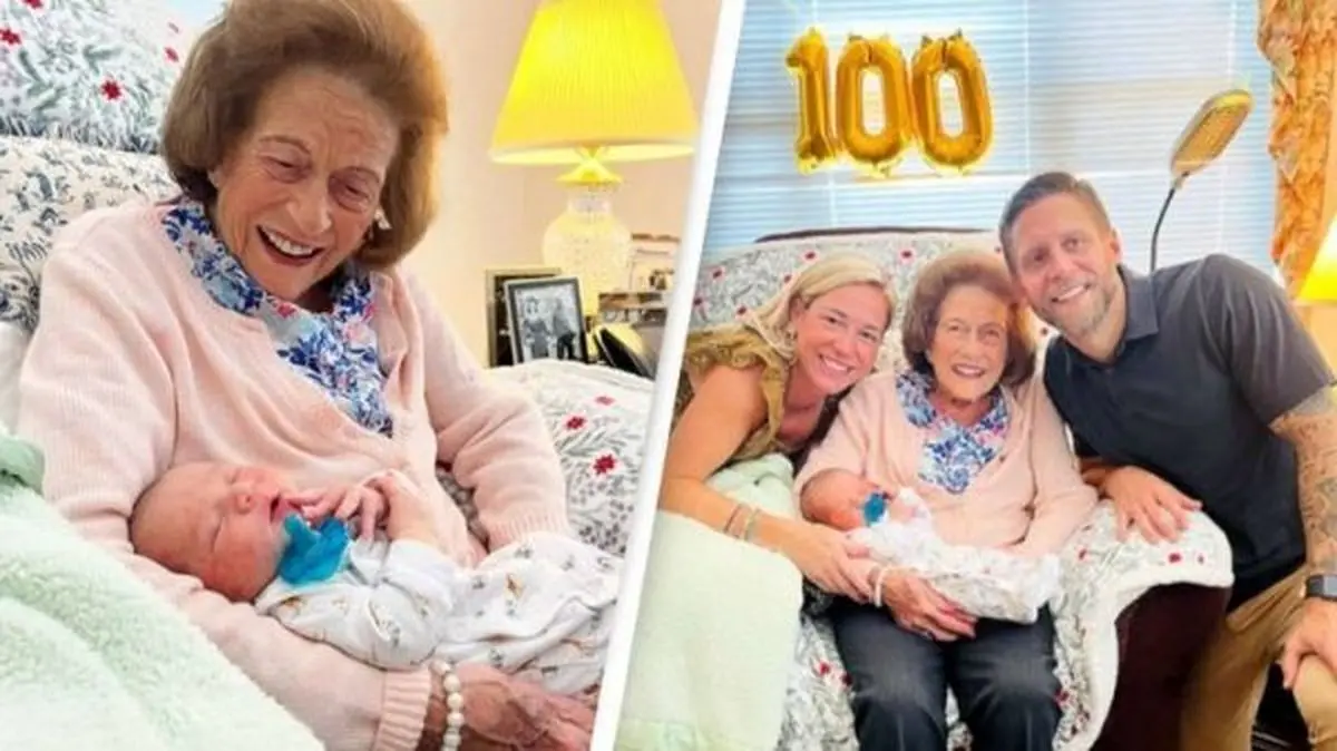 مادربزرگ 99 ساله آمریکایی صاحب صدمین نوه‌اش شد