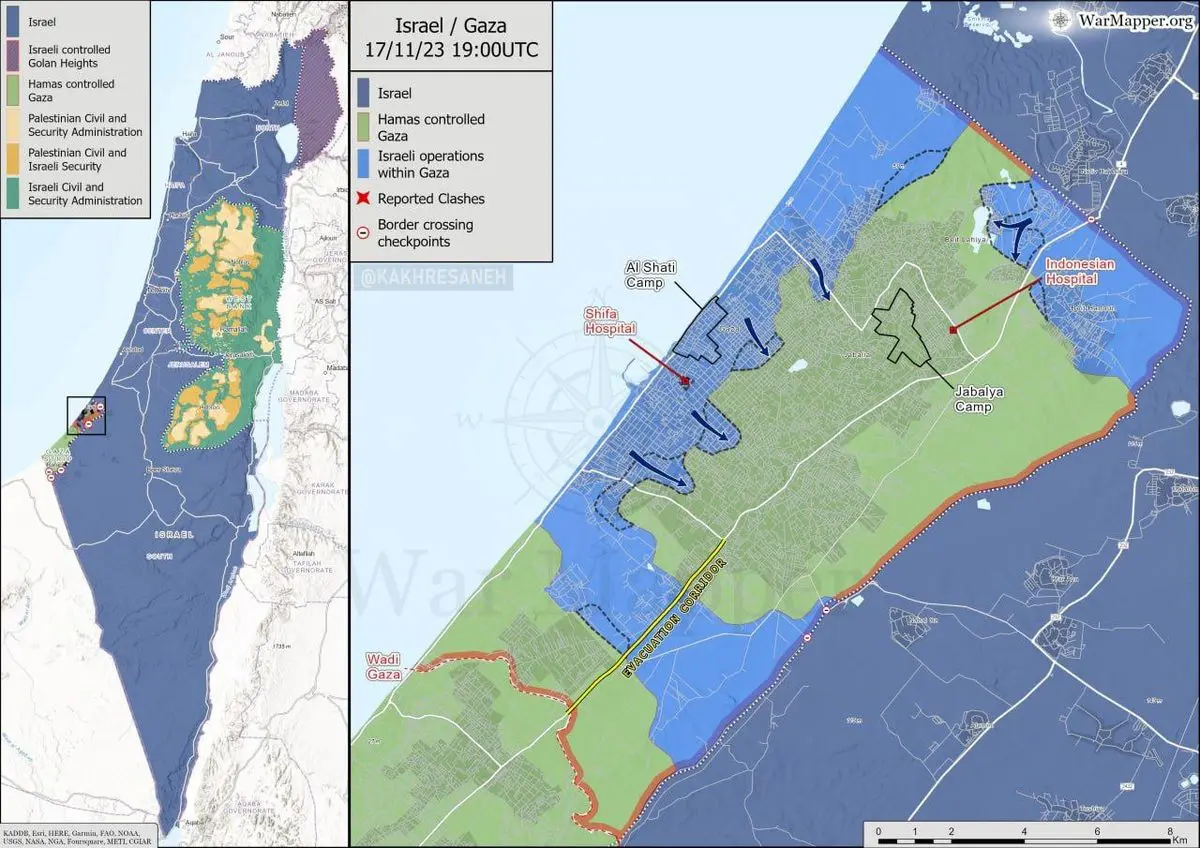 آخرین وضعیت محاصره شهر غزه توسط ارتش اسرائیل + نقشه