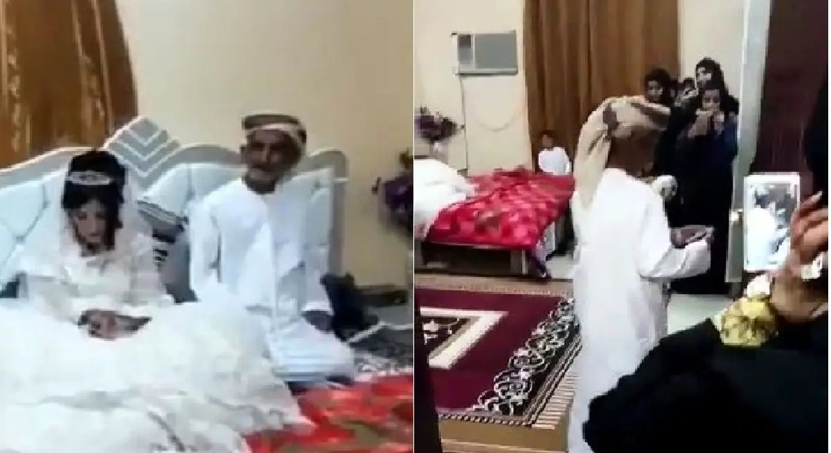 مراسم ازدواج پیرمرد 80 ساله با دختر 12 ساله؛ صورت نگران دختر را ببینید + ویدئو