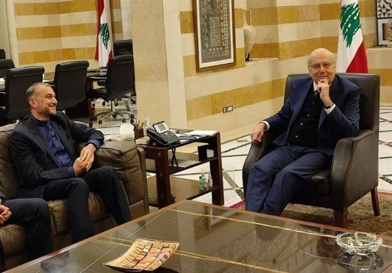 دیدار وزیر خارجه با نجیب میقاتی؛ تاکید بر رفع نیازهای لبنان در زمینه انرژی