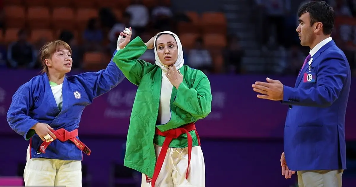 تصاویری از لحظات نفس‌گیر مبارزه ملی‌پوش زن ایرانی در مسابقات آسیایی هانگژو که صداوسیما سانسور کرد!