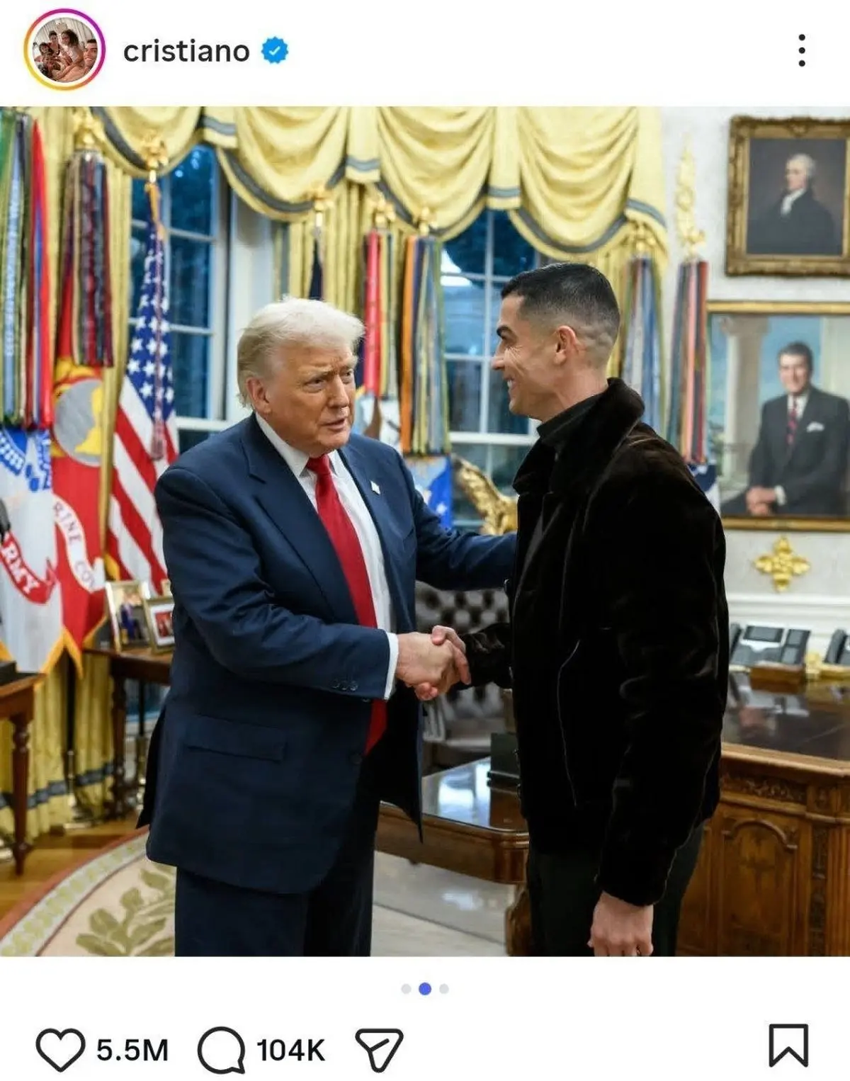 دلنوشته رونالدو برای ترامپ بعد از دیدارش در کاخ سفید!