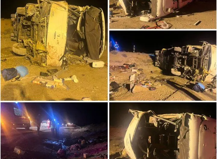 جزئیات حادثه واژگونی مرگبار اتوبوس در محور نطنز با ۱۳ فوتی
