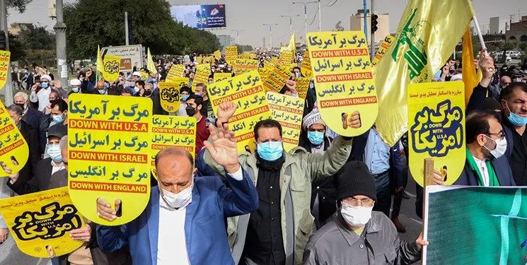 راهپیمایی مردم شهرقدس در حمایت از مردم مظلوم یمن
