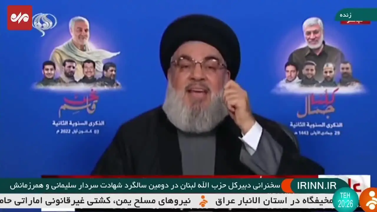 سید حسن نصرالله: اگر امروز عراق امنیت دارد، این امنیت را مدیون ابومهدی المهندس و شهید سلیمانی است